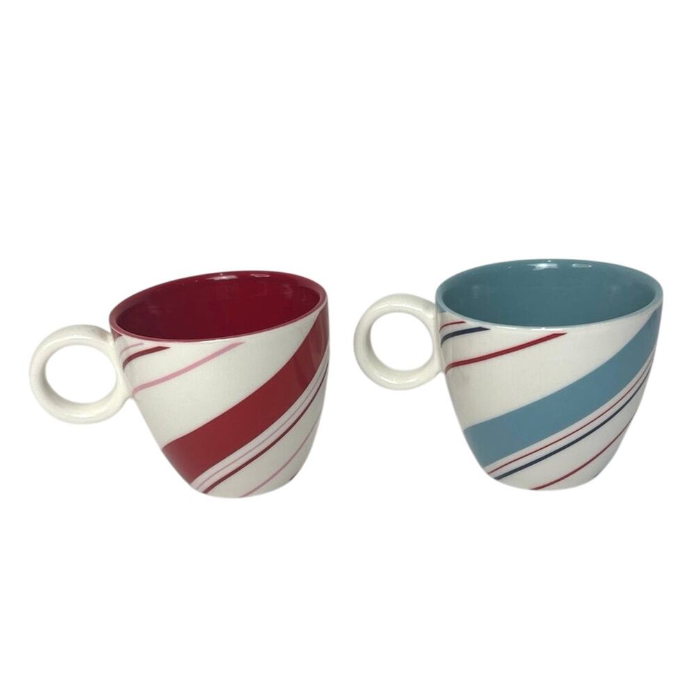 Starbucks 3floz Espresso Demitasse Cups Candy Cane Stripe Holiday 2007